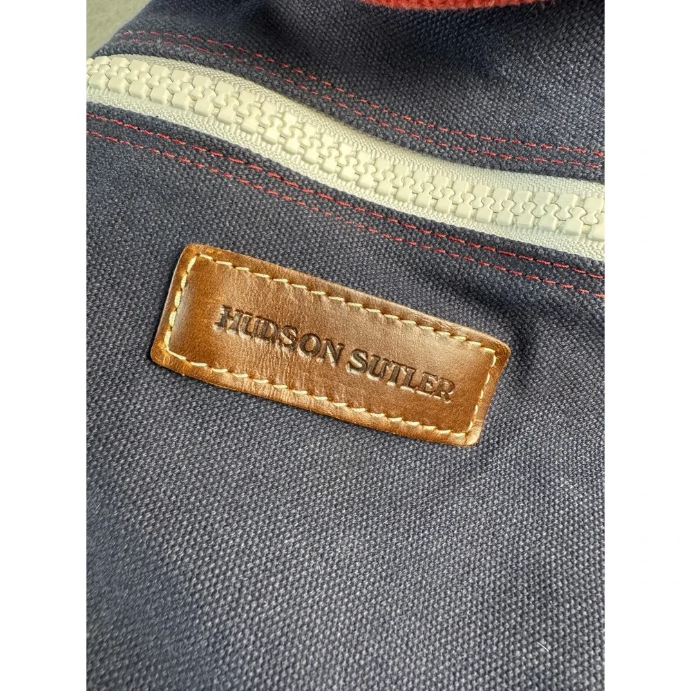 Hudson Sutler Canvas Duffel Bag Navy Red Monogram JMGS Leather‎ Handle Travel